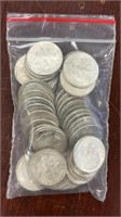 US Silver Coins 50 Roosevelt Dimes, Circulated loo