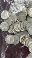 US Silver Coins 50 Roosevelt Dimes, Circulated loo