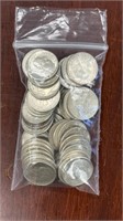 US Silver Coins 50 Roosevelt Dimes, Circulated loo