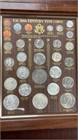 US Coins 20th Century Type Set in Frame, includes