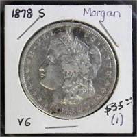 US Coins 1878-S Morgan Silver Dollar, circulated