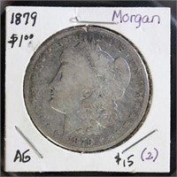 US Coins 1879 Morgan Silver Dollar, circulated