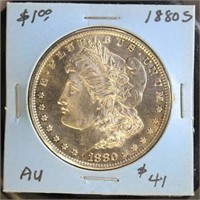 US Coins 1880-S Morgan Silver Dollar, lightly clea