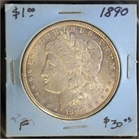 US Coins 1890 Morgan Silver Dollar, circulated