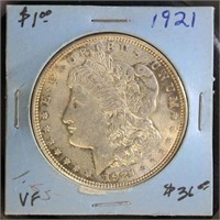 US Coins 1921 Morgan Silver Dollar, circulated