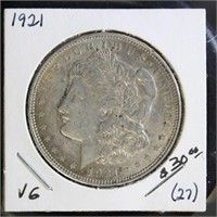 US Coins 1921 Morgan Silver Dollar, circulated
