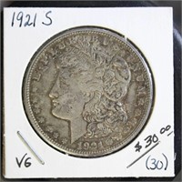 US Coins 1921-S Morgan Silver Dollar, circulated