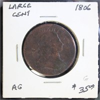 US Coins 1806 Large Cent, cleaned
