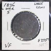 US Coins 1826 Large Cent, cleaned