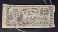 Cuba Paper Money 1883 El Banco Espanol de la Haban