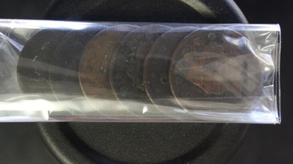 US Coins 6 Large Cents, 1801-1840, circulated with