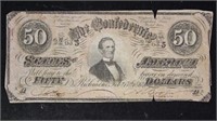 CSA Paper Money $50 Bill, heavily circulated with