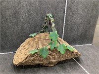 Basket with Metal Leaf Decor