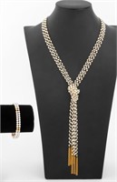 Cultured Pearl Gold Necklace & Bracelet Set