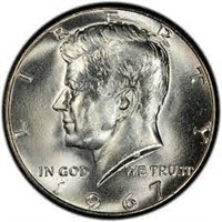 1967 US Half Dollar Silver Coin - Graded MS68