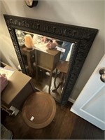 Lg Black Framed Beveled Mirror
