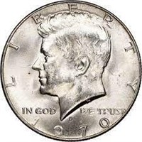1970-S US Silver Half Dollar Coin - PR70