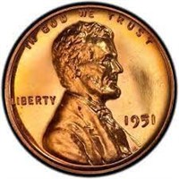 1951 D US Lincoln Penny One Cent Coin - MS-67+ RED