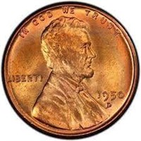 1950 S US Lincoln Penny One Cent Coin - MS-67 RED