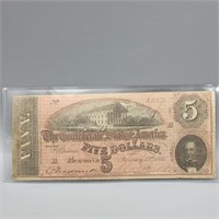 1864 $5 CONFEDERATE NOTE VERY NICE