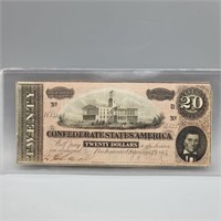 1864 $20 CONFEDERATE NOTE EXTREMELY NICE