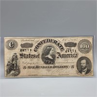 1864 $100 CONFEDERATE NOTE EXTREMELY NICE