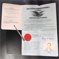 US Documents 1924 Passport with Great Britain Cons