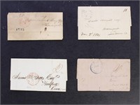 US Stampless Covers, 4 Folded letters from the 183
