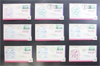 US Stamps Covers, matched set of 10 First Flight
