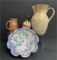 Signed Kings Pottery, Stoneware Pitchers & More