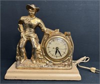 Vintage United Self Starting Cowboy Mantel Clock