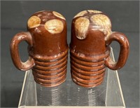 Brown Drip Pottery Salt & Pepper Shaker Set