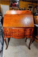 Antique Oak Drop Front Writing Desk w/2-Drawers