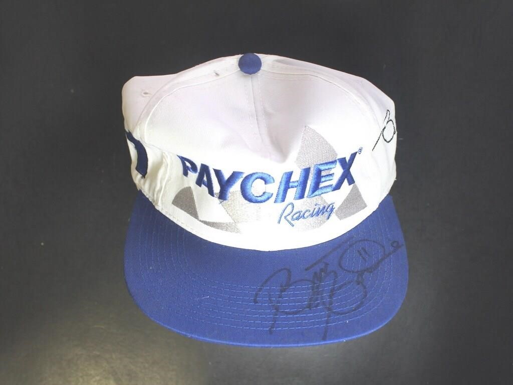 Brett Bodine Autographed Hat, Paychex Racing hat,