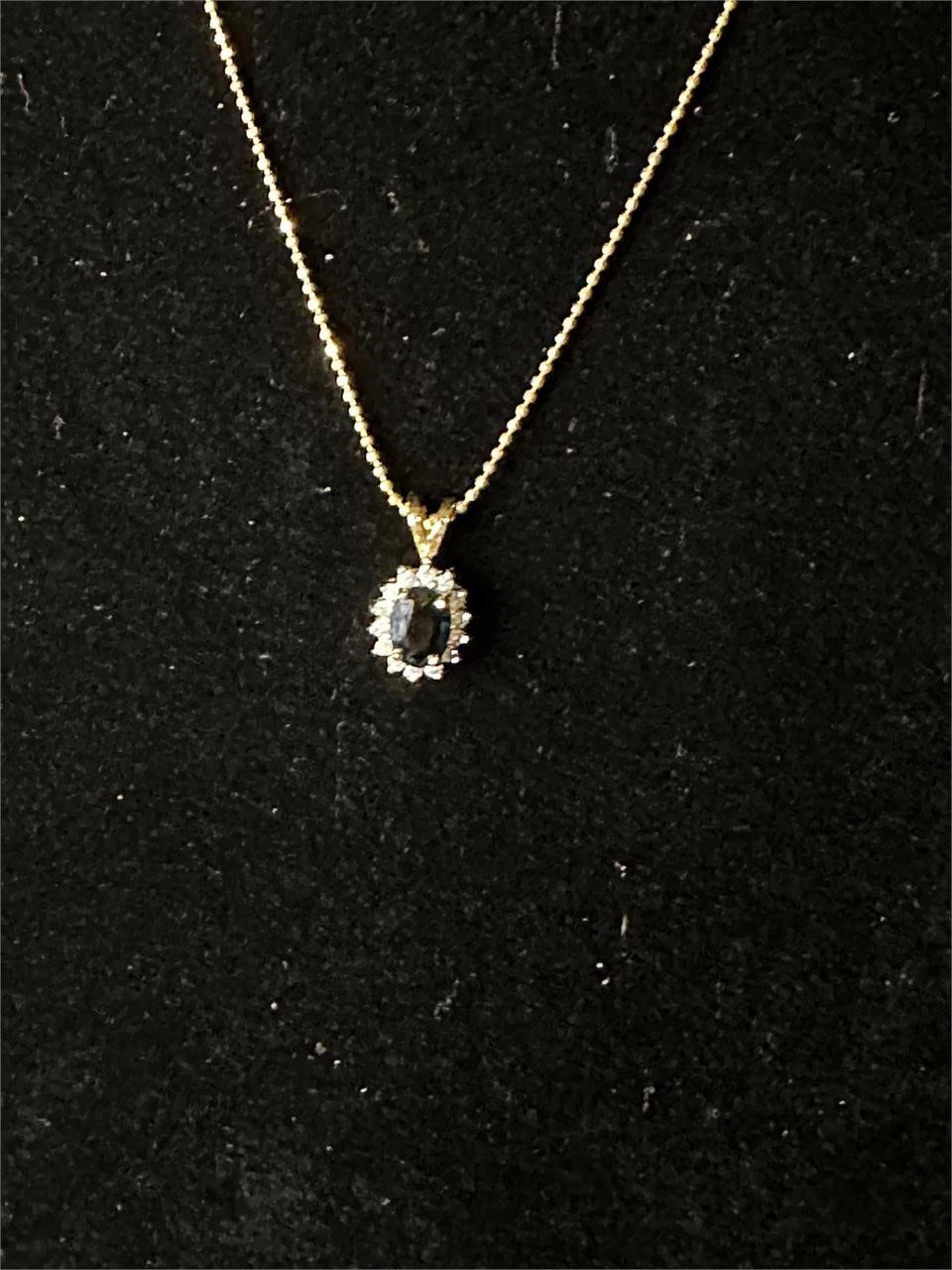 14k Sapphire and Diamond Pendant Appraised