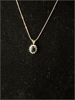 14k Sapphire and Diamond Pendant Appraised
