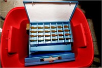 (6) Metal Slide Boxes in Plastic Tote