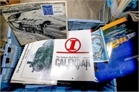 Plastic Tote of Old Railroad Calendars
