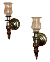 Set of Homco Wood & Metal Candle Sconces Etched