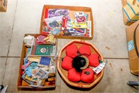 Basket of Pin Cushions & 2-Boxes of Misc. Sewing