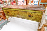 Primitive 1 Drawer Crock Bench