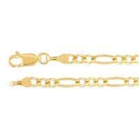 14K Yellow Gold 3mm/20" Diamond-Cut Figaro Chain