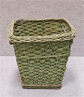ANTIQUE GREEN PAINTED BASKET