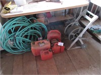Asst. Jerry Cans and garden Hose with Reel