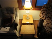 Wooden End Tables and Lamp