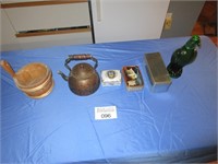 Glass Eagle Bottle, Tins, Teapot, Ornament