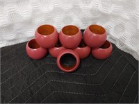 Vintage Set of 8 Teak Wood Napkin Rings