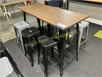 Bar Table with 6 x Steel Bar Stools