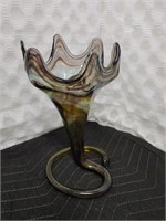 Vintage MCM Hand Blown glass vase,
