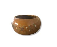 Brown Glazed Spotted  Pottery Bowl, Rounded